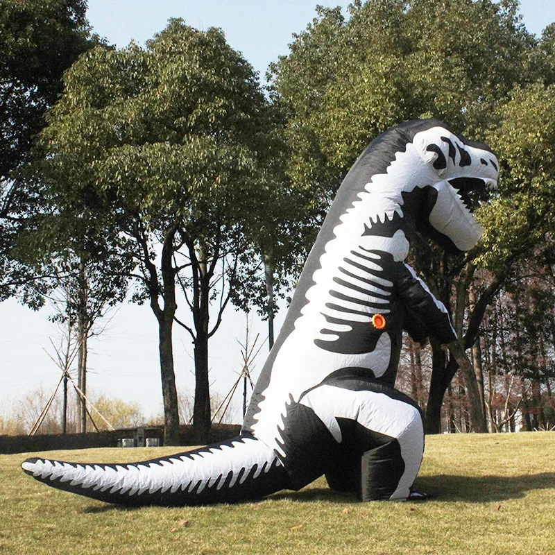 Straight Halloween Inflatable Animal Cosplay Clothes Cos Dinosaur Funny Costume Horrible Black Skeleton Dinosaur Inflatable Suit