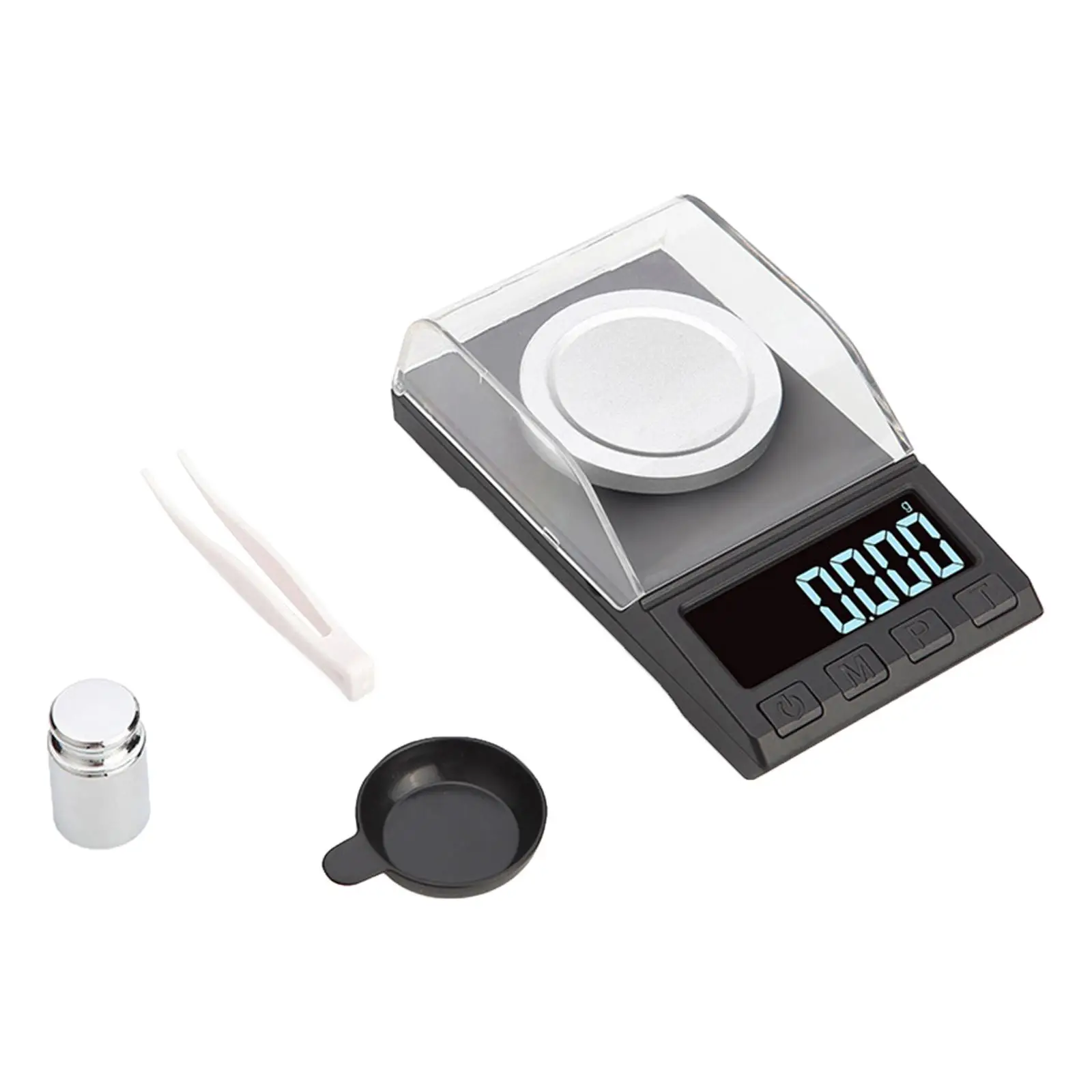 Professional Jewelry Weighing Scale 0.001g Digital Milligram Balance with Calibration Weight and Tweezers for Lab Gems and
