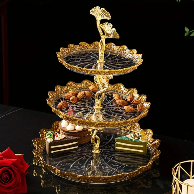 

Plastic Cake Tray Set, Multi Functional Storage Dish with Layered Trays for Snacks Candies Kitchen Living Restaurant