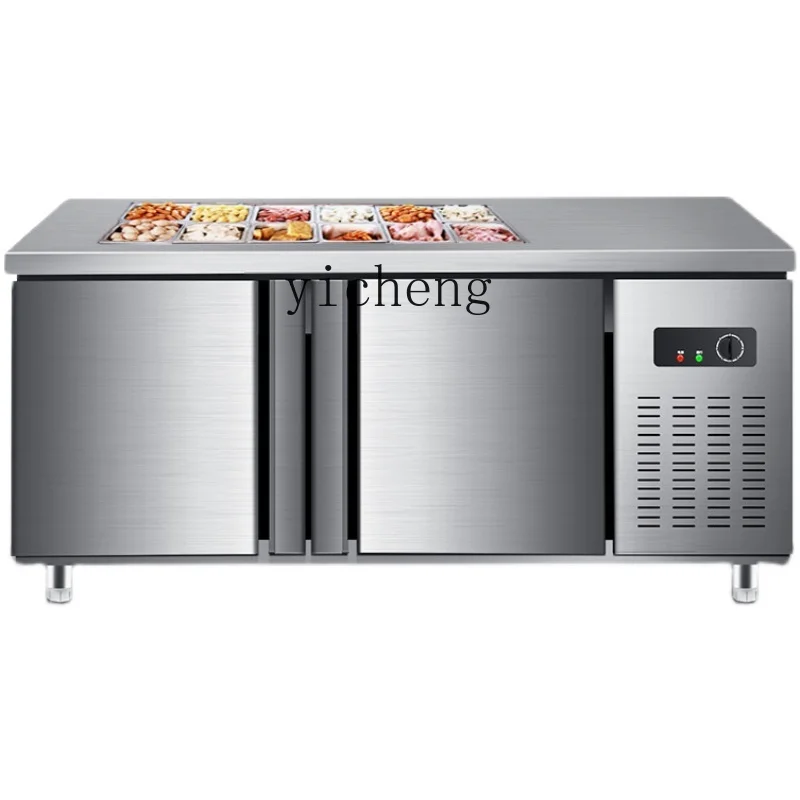 commercial fresh-keeping workbench slotted cold vegetable fruit fishing display cabinet refrigerator refrigerated freezer