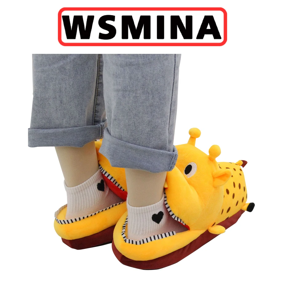 2024 Original new giraffe three-dimensional plush slippers home cartoon winter warm floor with cotton shoes