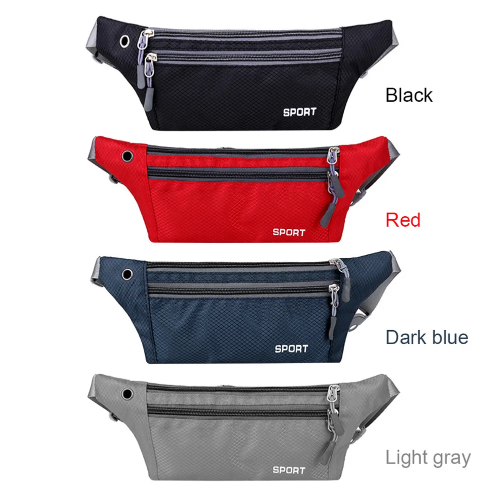 Waterproof Sports Running Waist Pocket Men Women Canvas Pouch Large Capacity Money Phone Bag with Headphone Hole