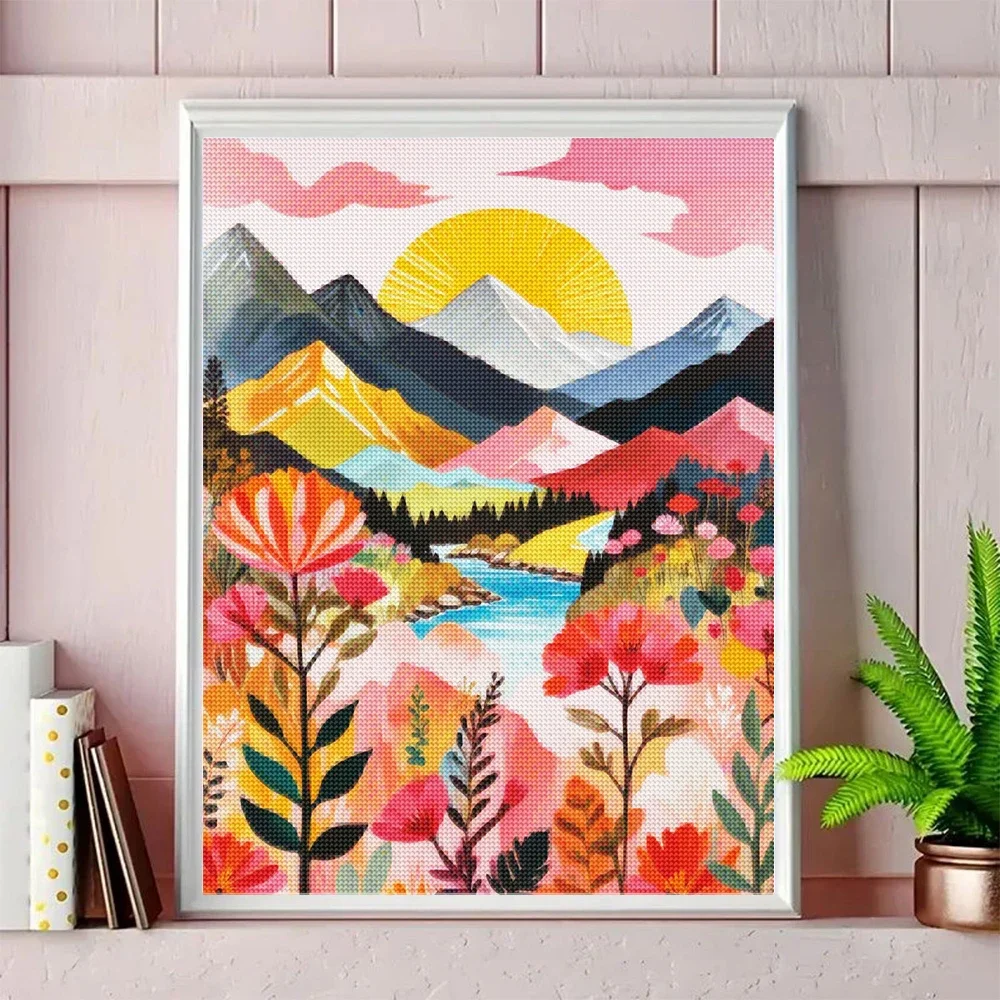 Cartoon Fairy Tale World Colorful Mountain Scenery Diamond Painting 5D DIY Flower House Diamond Mosaic Embroidery Art Home Decor