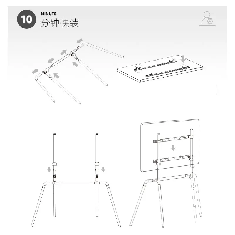 Solid wood art TV floor-to-ceiling mobile display stand Gallery Conference household white hanger No punching installation