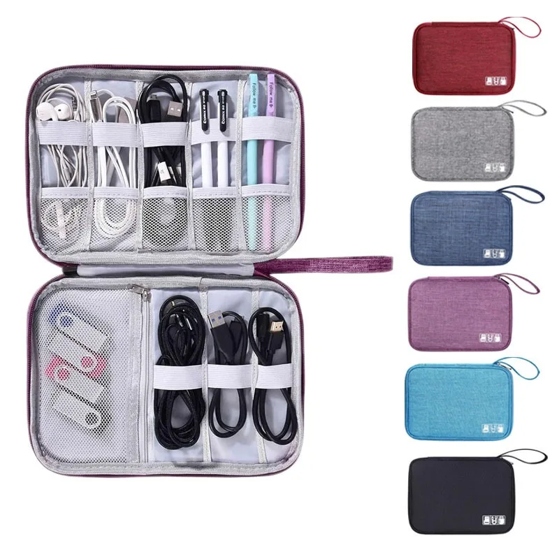 Solid color simple and practical portable power bank storage bag digital bag travel charging cable earphone storage bag data cab