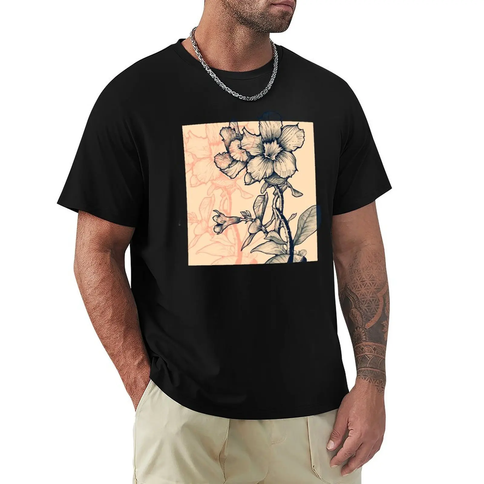 Desert rose halftone T-Shirt Durable Work Wear T-Shirt