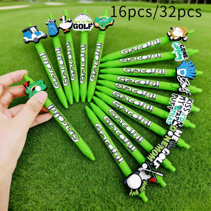 

16pcs/32pcs Golf Series Styling Ballpoint Pen Sports Theme Styling Gift Pen Black Quick Drying Ballpoint Pen