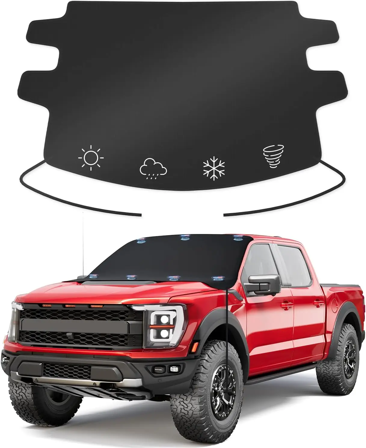 

2025 Upgrade All-Season Car Windshield Cover - 600D Heavy-Duty Magnetic Cover for Snow/Sun/Dust/Rain, Fits Large SUVs