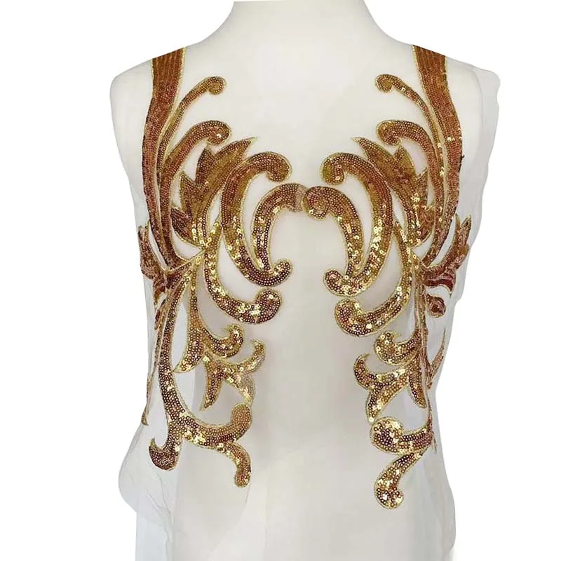 1PCS,5PCS/40*19CM,Gold,Silver Sequin Flower Embroidered Fabric And Lace  Appliques Sew On Patch,Neckline Sewing Patches For Dress - AliExpress 15