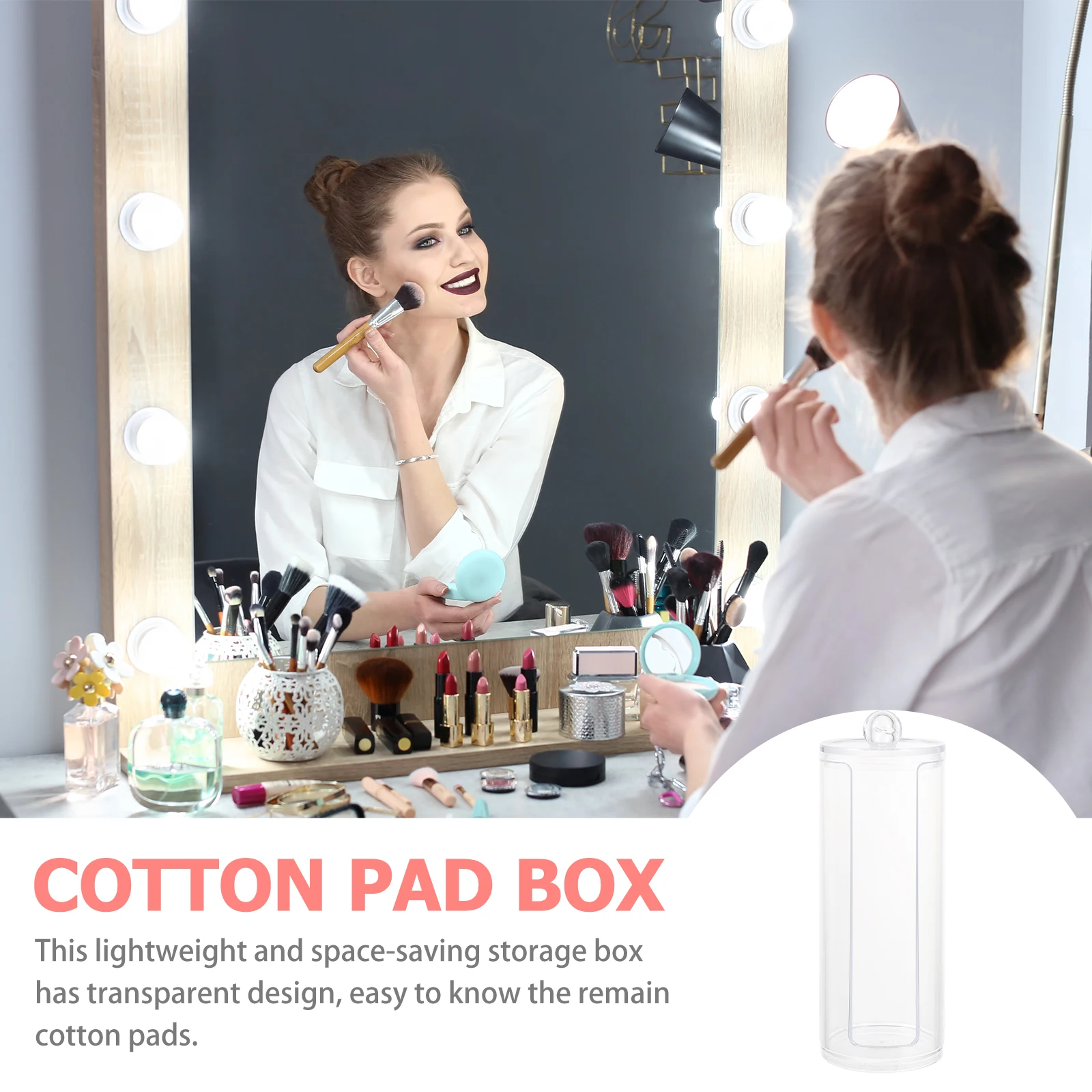 

Hair Ring Organizer Transparent Cotton Storage Box Lightweight Dustproof Makeup Desk Organizer For Cotton Pads