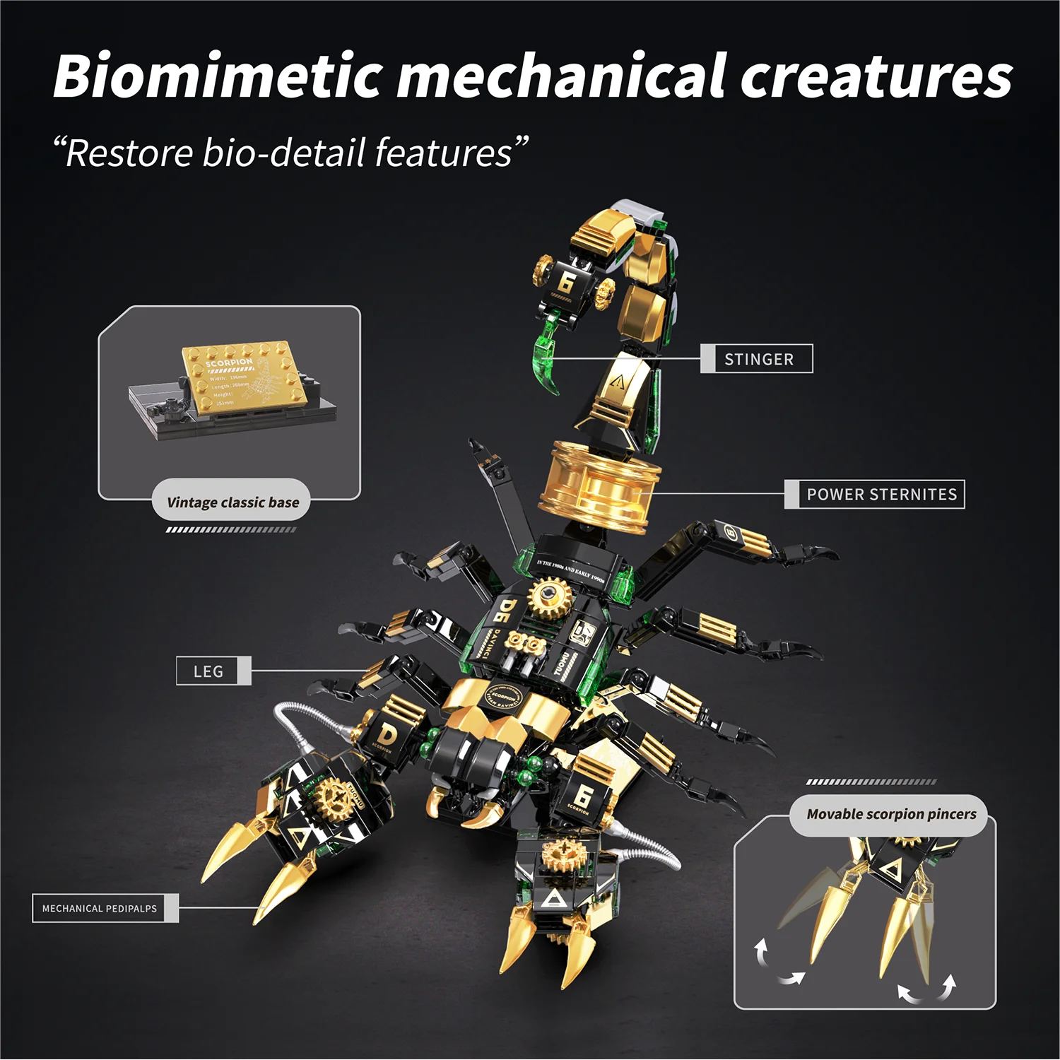 STEAM Educational Animal Insect Assembly Building Blocks Giant Claw Scorpion Steampunk Mechanical Model Multi Styles Desktop