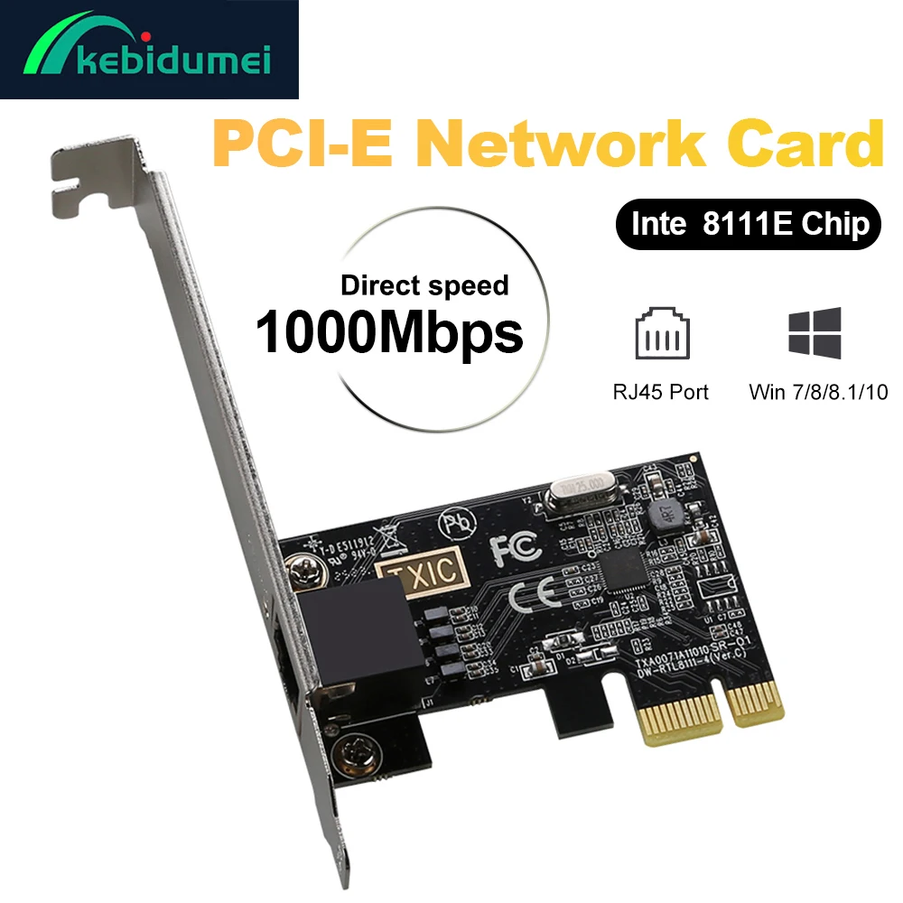 

Kebidumei 1000 Мбит/с Pcie к RJ45 Inte 8111E Сетевая карта Gigabit Ethernet PCI Express Адаптер 1000 Мбит/с Сетевая карта для настольного компьютера