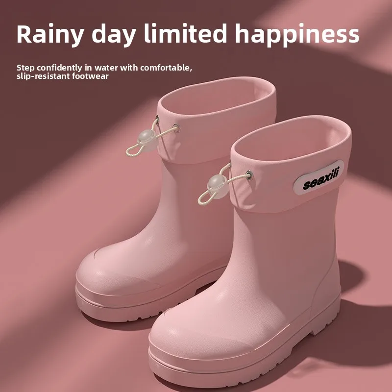 2026 Fashion New Children Rain Shoes for Boys Girls Waterproof PVC Soft Rubber Non Slip Toddler Kids Mid-Calf Rainboots