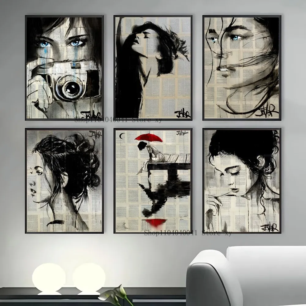 

1PC Retro Fashion Girl Poster Paper Print Home Living Room Bedroom Entrance Bar Restaurant Cafe Art Painting Decoration