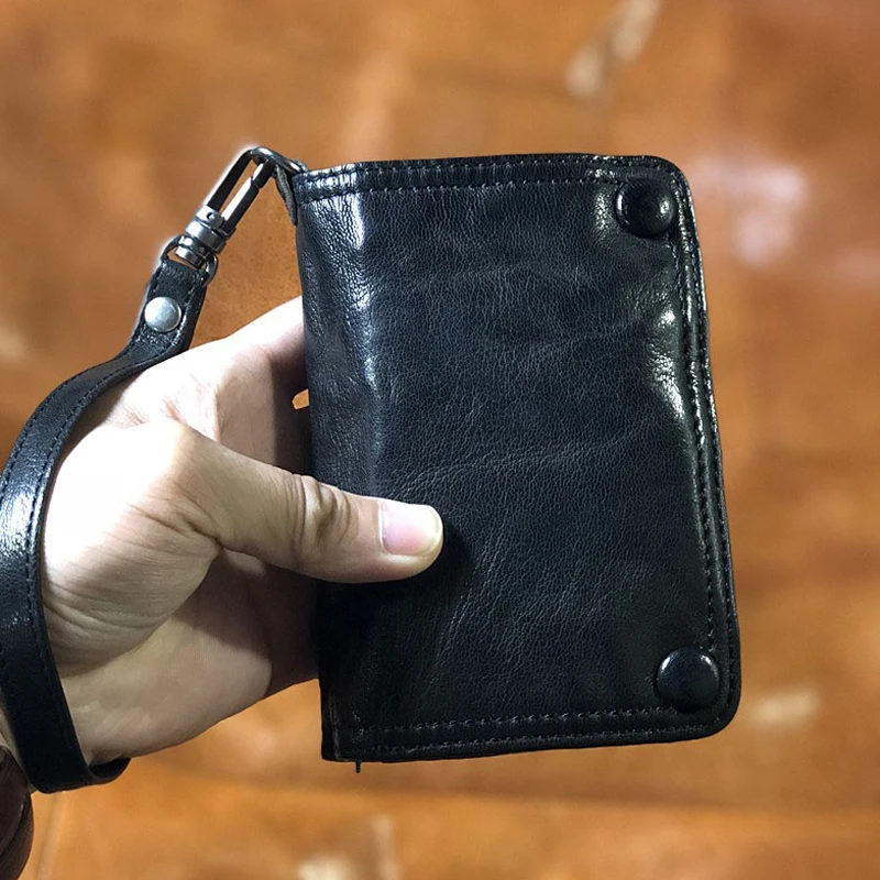 AETOO  Original retro men's leather wallet handmade leather wallet to do old vertical Japanese and Korean color bump head layer