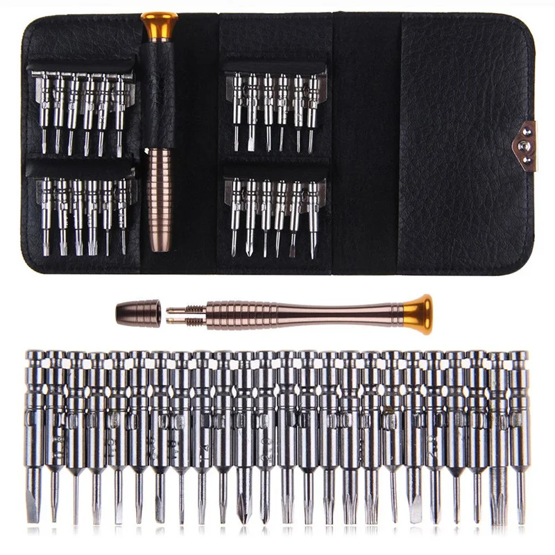 Destornillador de precisión torx 25 en 1, juego de herramientas manuales de precisión para teléfonos móviles, brocas para destornillador,