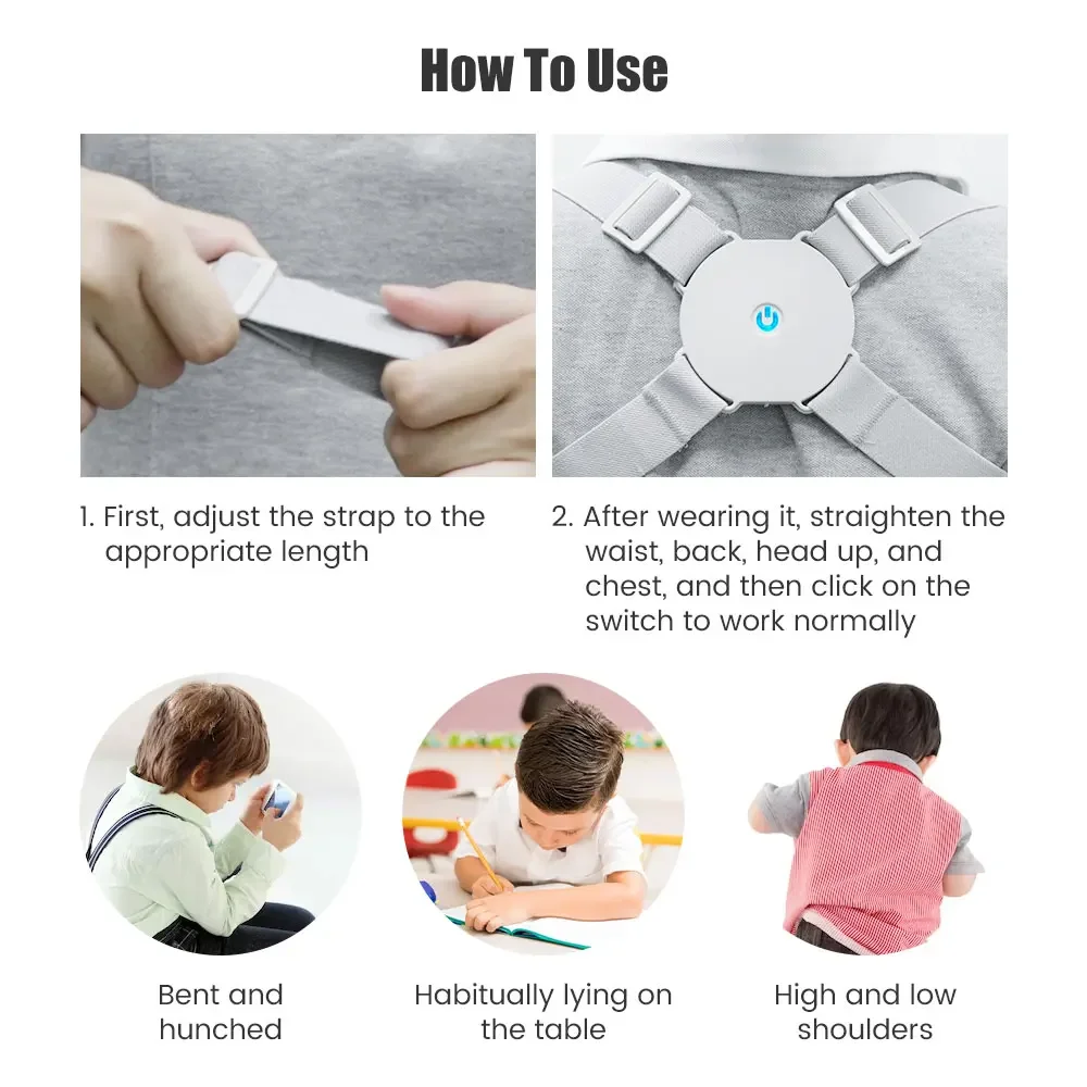 Smart Posture Corrector Inteligente Back Brace Shoulder Support Vibration Sensor Corset for Children Adults Sit Correction Belt