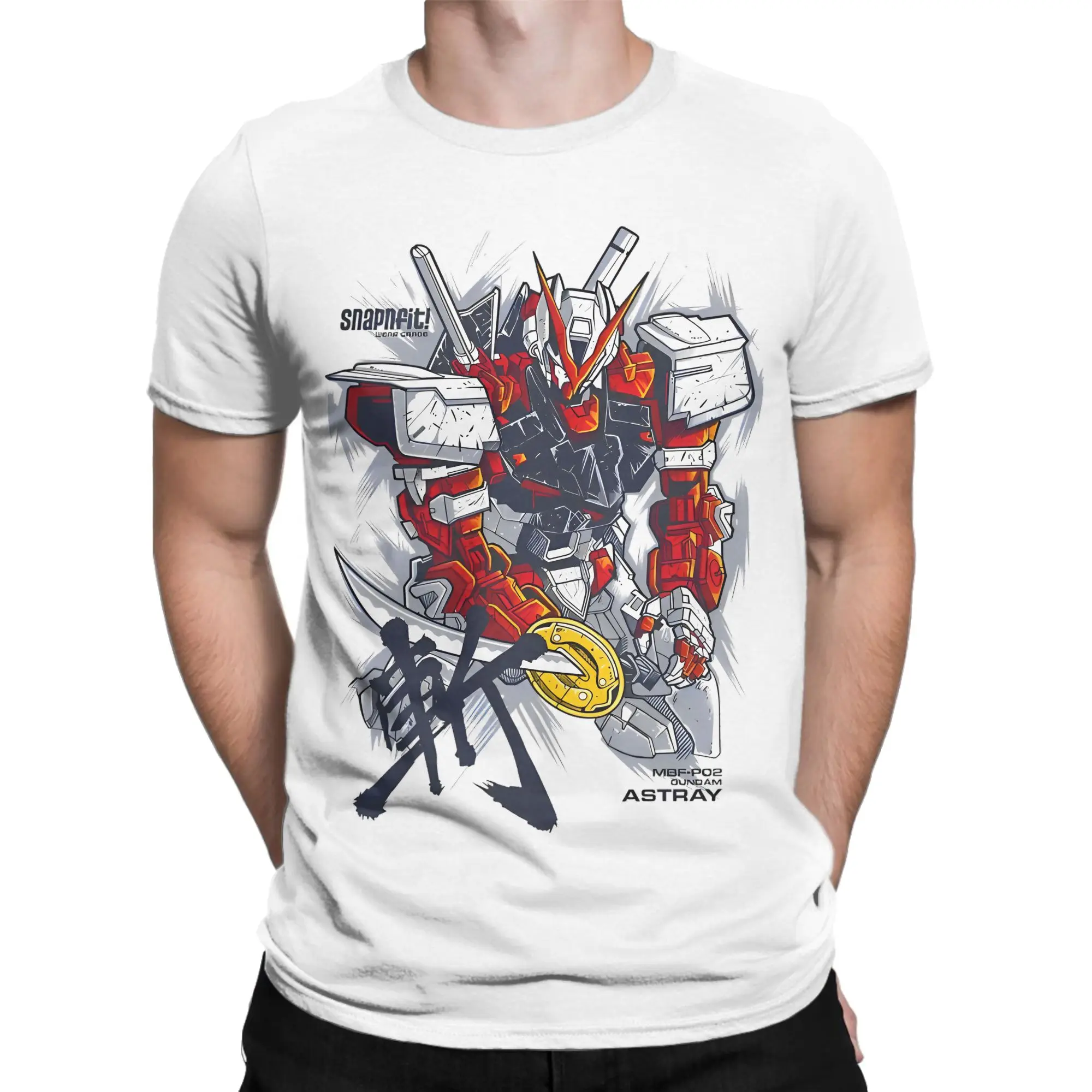 Vintage Gundams Robot Astray Red Frame T Shirt Men's Round Neck Short Sleeve Tops  Cotton Summer Clothing