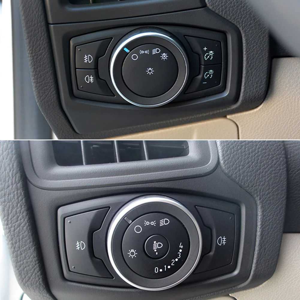 Headlight Switch Buttons Decorative Frame Trim Interior Accessories Low&High Level Configuration for Ford Focus 2012-2018