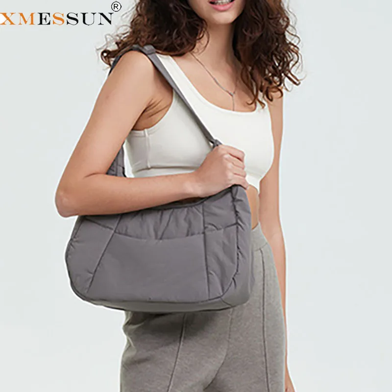 XMESSUN New Trendy Nylon Fabric Underarm Bags For Women,Fashion Design Female Casual Lightweight Down Feather Shoulder Bags
