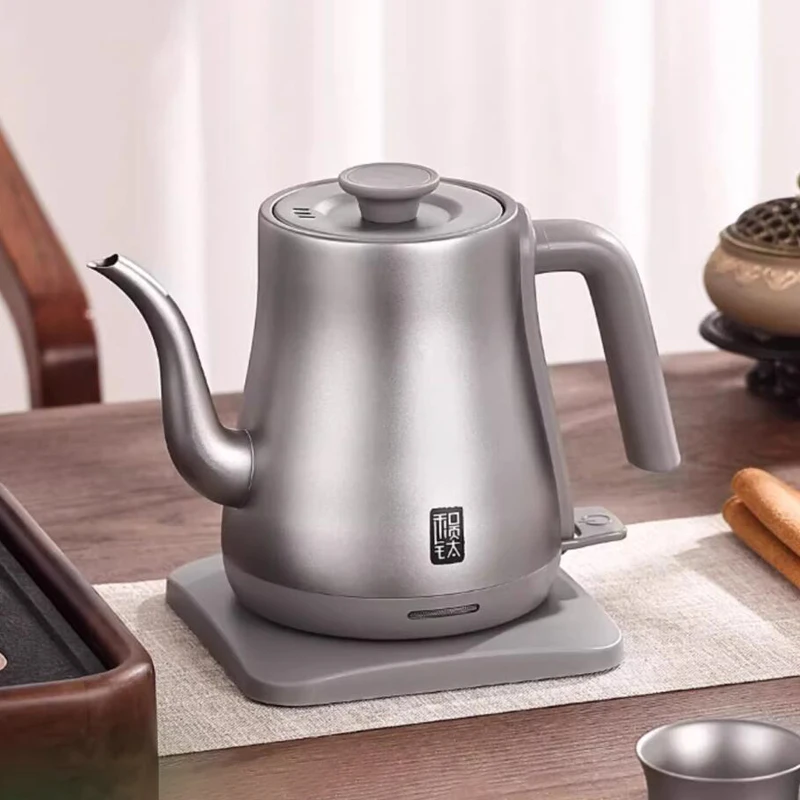 純チタン製電気ケトル,長くて細かい口,家庭用ティーポット,サモワール,220V, 1リットル