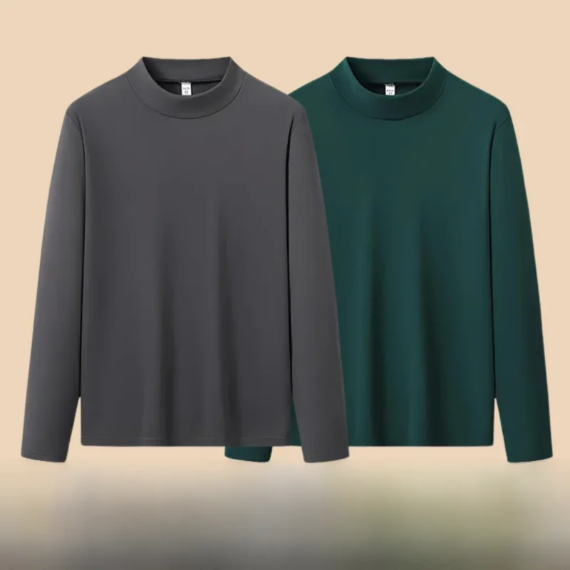 

Warm Thermal Long Sve Base irt Men's Winter Sports Top mid High Collar Fce Lined Comfortable Fit Casual Innerwear