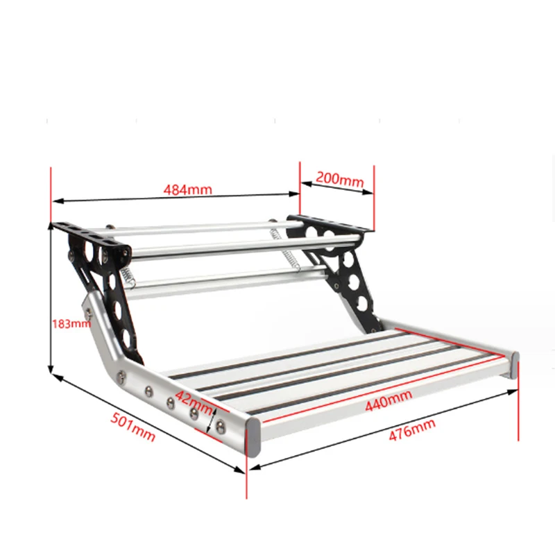 Aluminum Alloy Antiskid RV Caravan Motorhome Manual Folding Pedal Step Telescopic Steps Portable 500mm Camper Accessories