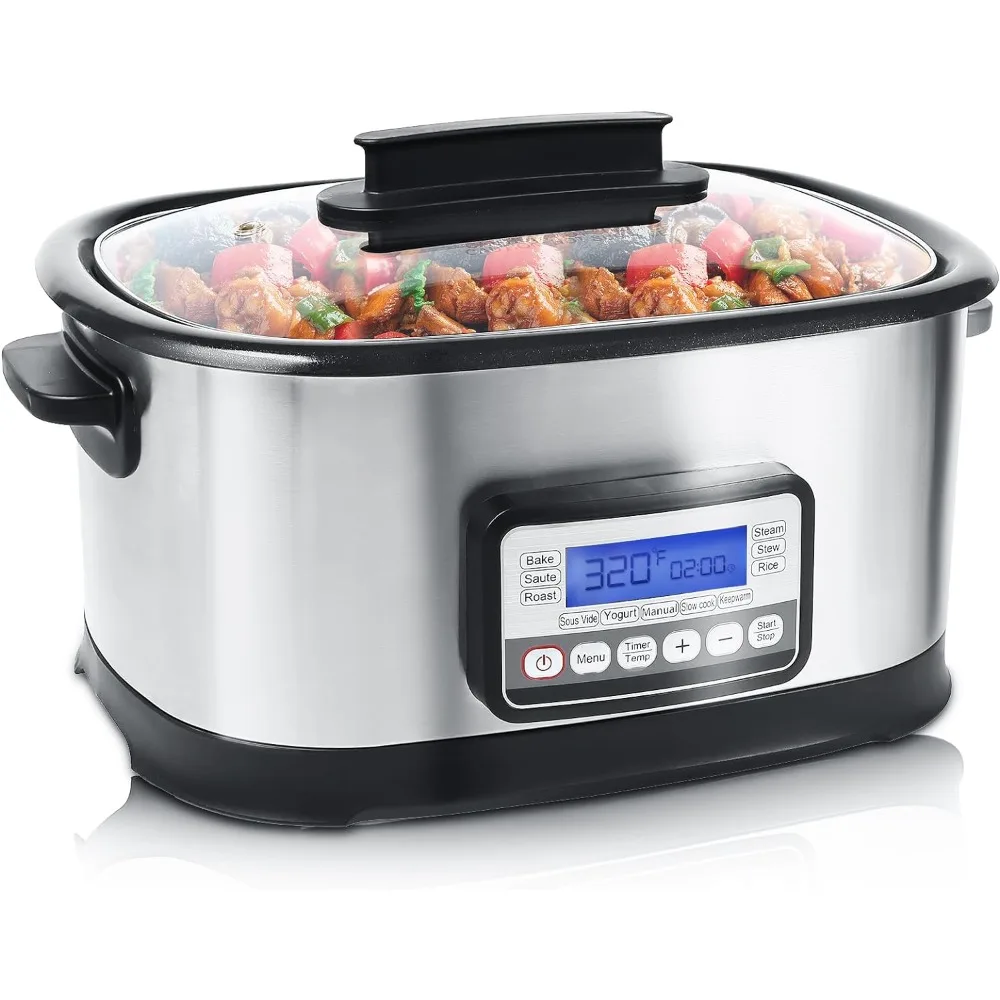 

Slow Cooker Programmable, 11-in-1 6.5 Quart Multi Cooker Electric with Sous Vide, 1500W Nonstick Inner Pot with Timer