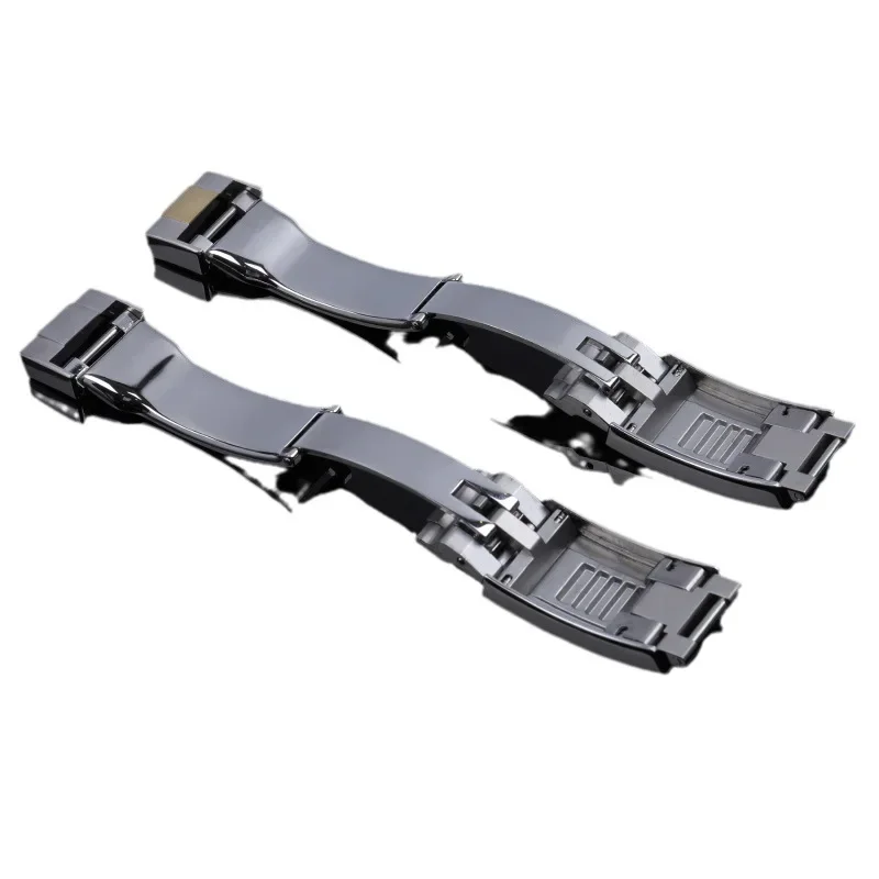 For Rolex DAYTONA SUBMARINER GMT Metal Fold Buckle Glide Lock Polished Brushed Deployment Button Watchband 9mm