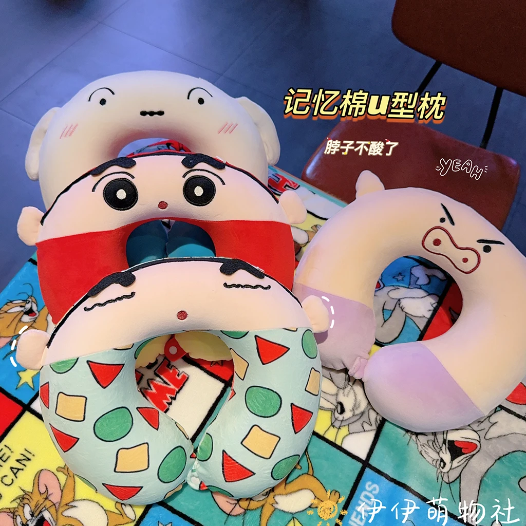 Crayon Shin chan U-shaped Pillow Travel Neck Pillow Cervical Pillow Memory Cotton Headrest Sleeping Neck Pillow U-shaped