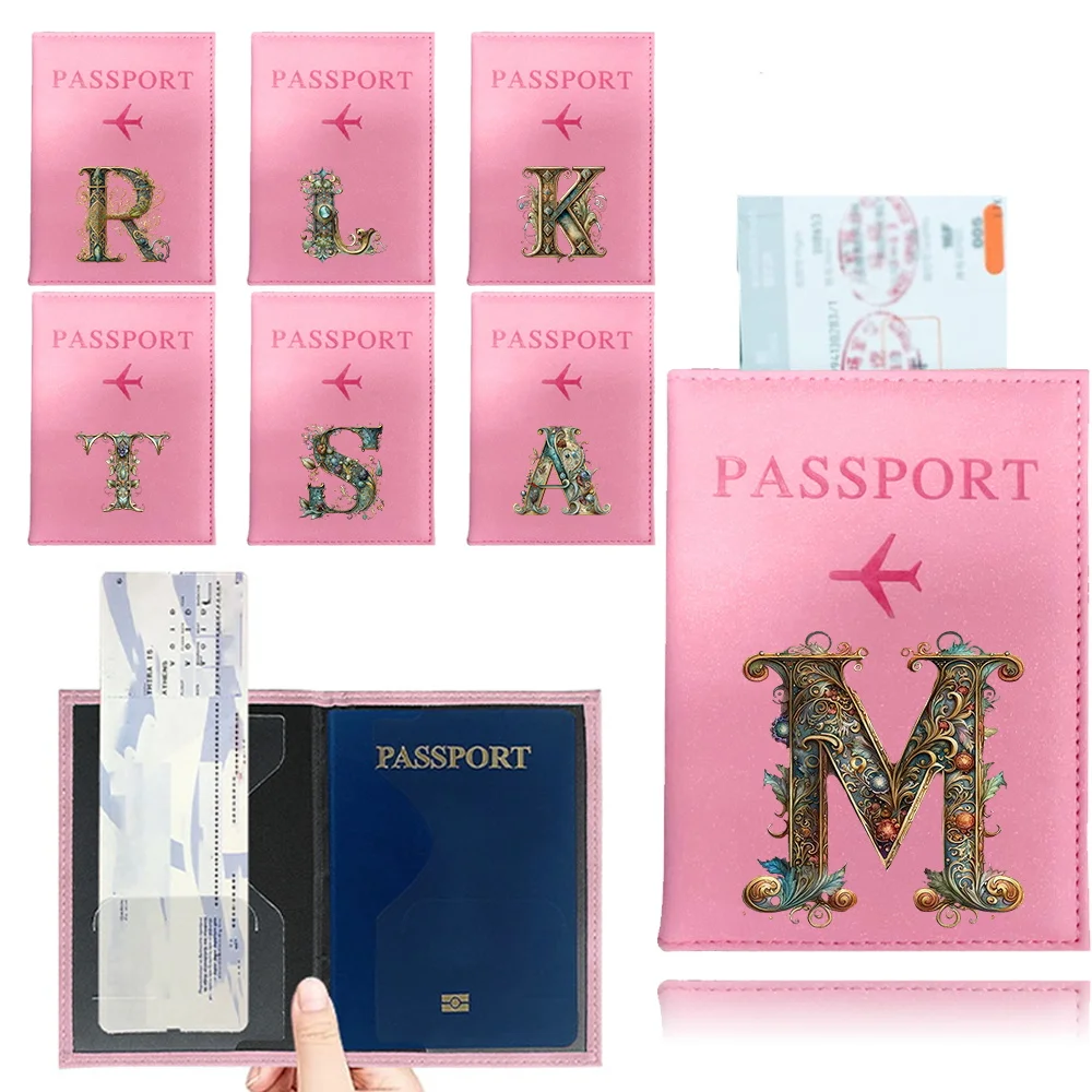 

Fashion Emboss Women's Passport Cover Graphic Lettern Print Girls Boys ID Card Holder Travel Ticket Passport Case Drop Shipping