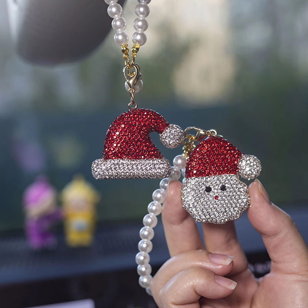 

Santa Claus rearview mirror pendant, Austrian rhinestone inlay, Christmas tree pendant, Christmas gift, car decoration
