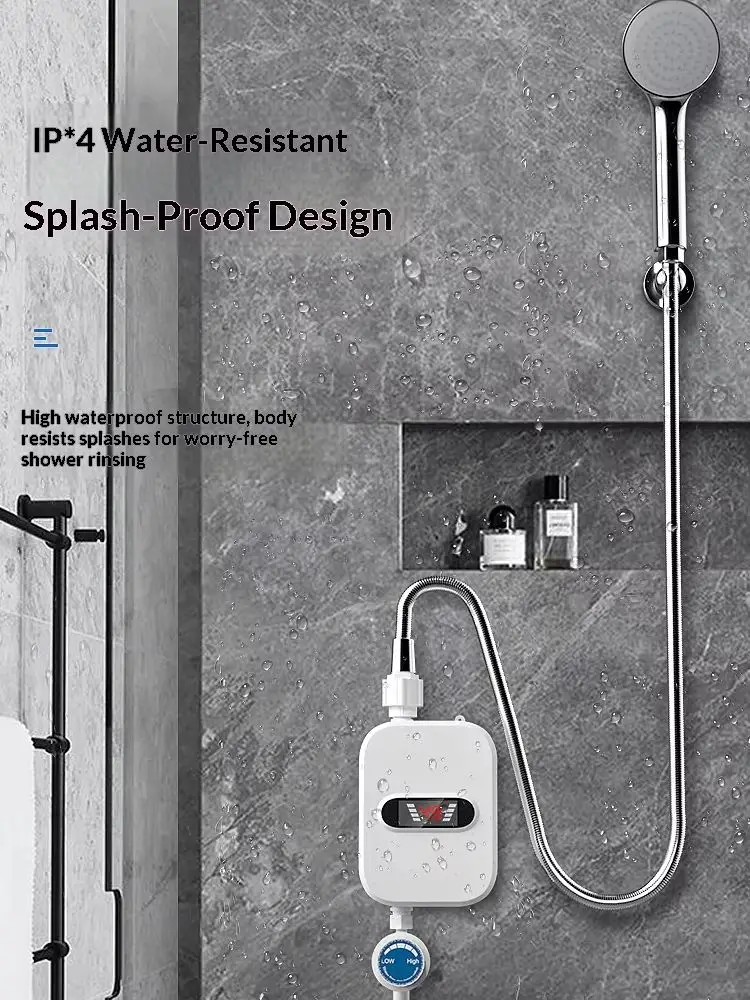 Instant Water Heater Shower 220V Bathroom Faucet EU Plug Hot