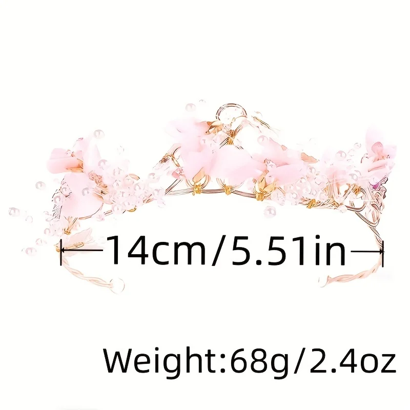 Gold Color Crystal Pearl Butterfly Crown Tiara For Women Bride Headband Bridal Wedding Hair Accessories Jewelry Band Crown Tiara