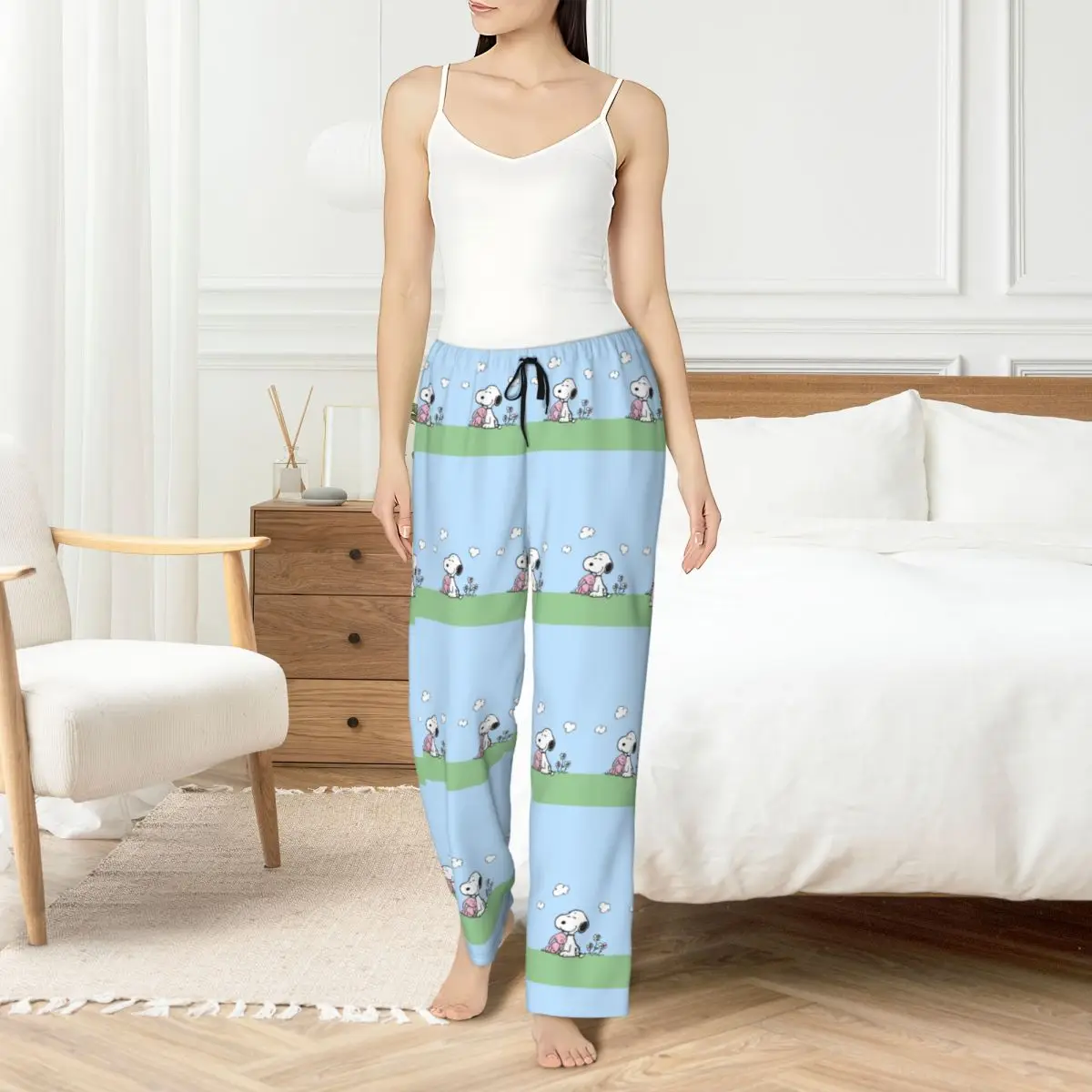 

Custom S-Snoopys Pajama Pants Sleepwear Women's Elastic Waistband Cute Cartoon Sleep Lounge Bottoms with Pockets