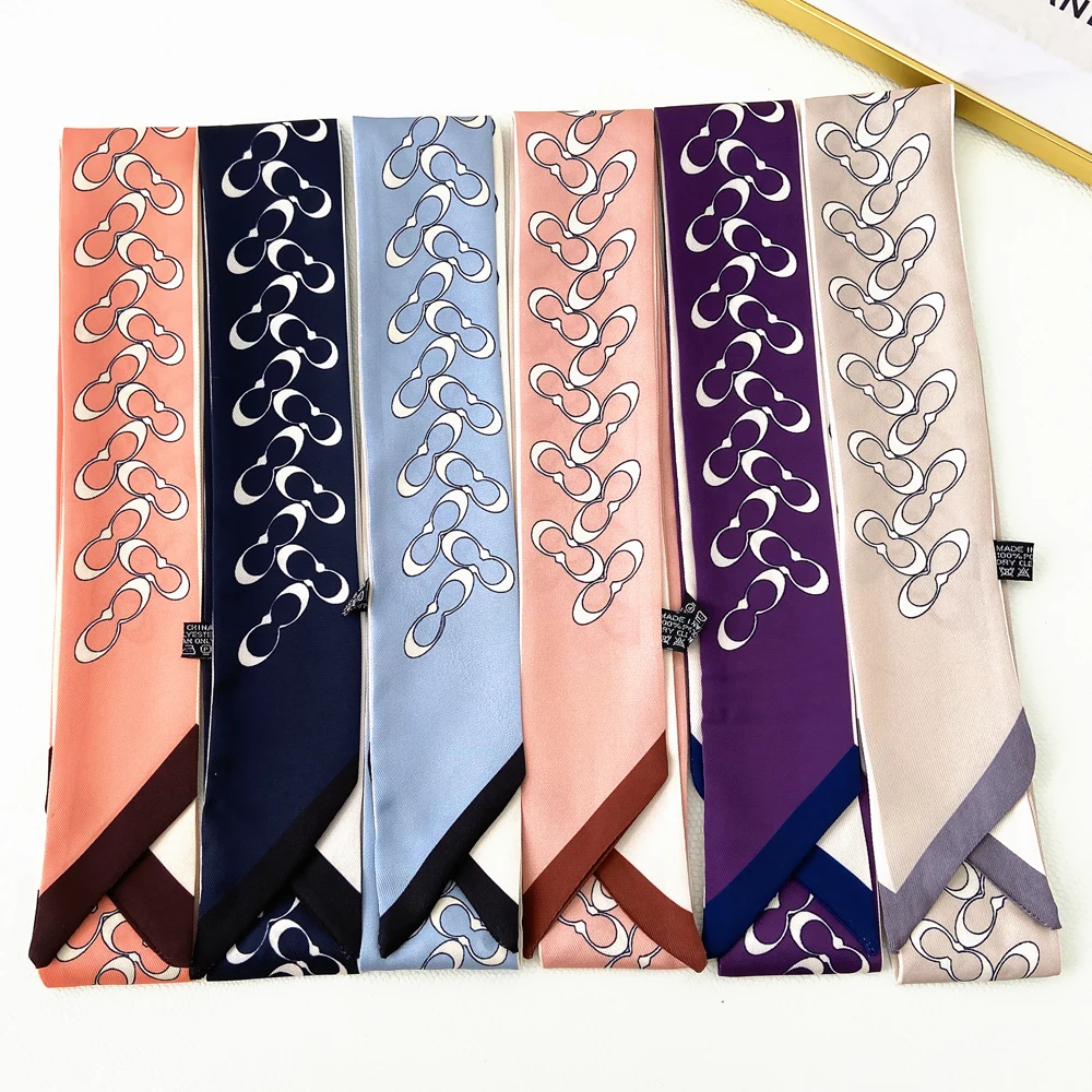 Coreano versão do outono simples cor nova fita de cabelo feminino fita streamer amarrado saco longo cinto lenço de seda pequeno cachecol