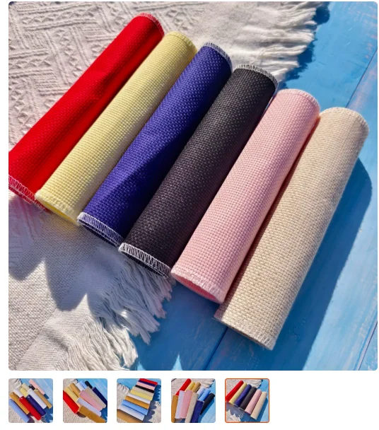 Cross-stitch colorful fabric embroidery, vibrant DIY fabric, 14CT,   shimmering cotton, bright silk, bean green,