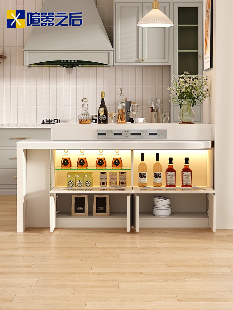 Household Retractable Rotating Kitchen Bar Counter Sideboard Cabinet Hallway