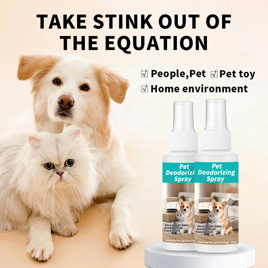 3 Bottles of Pet Deodorant Spray Cat Deodorant Pet Urine Odor Antibacterial Disinfection Long-term Cleaning Dog Deodorant