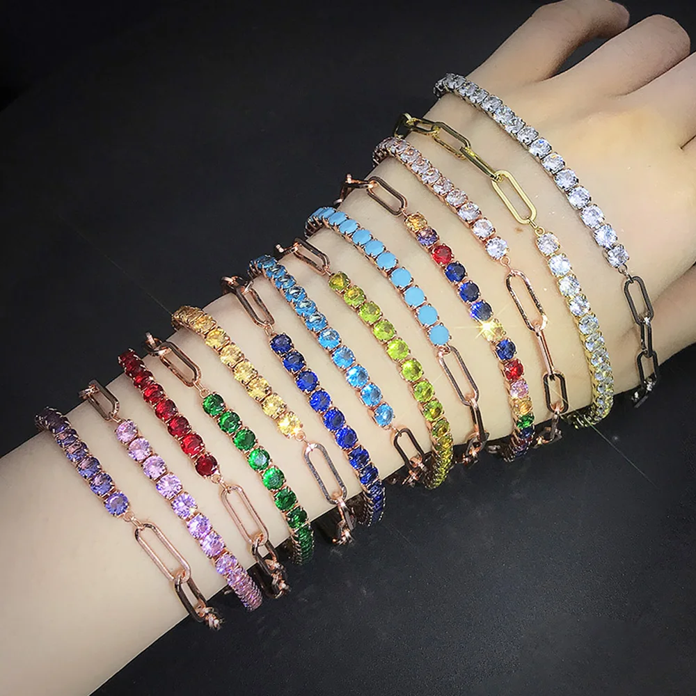 Tennis Bracelets For Women Female Y2k 2000s Aesthetic Exquisite Colorful Zirconia Trend Designer Chains Bracelet Fashion Jewelry