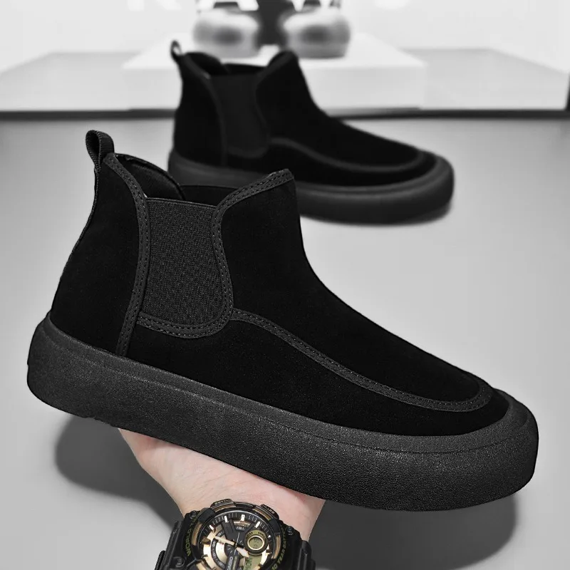 black brown chelsea boot man platform ankle boots western boots man botines chelsea hombre