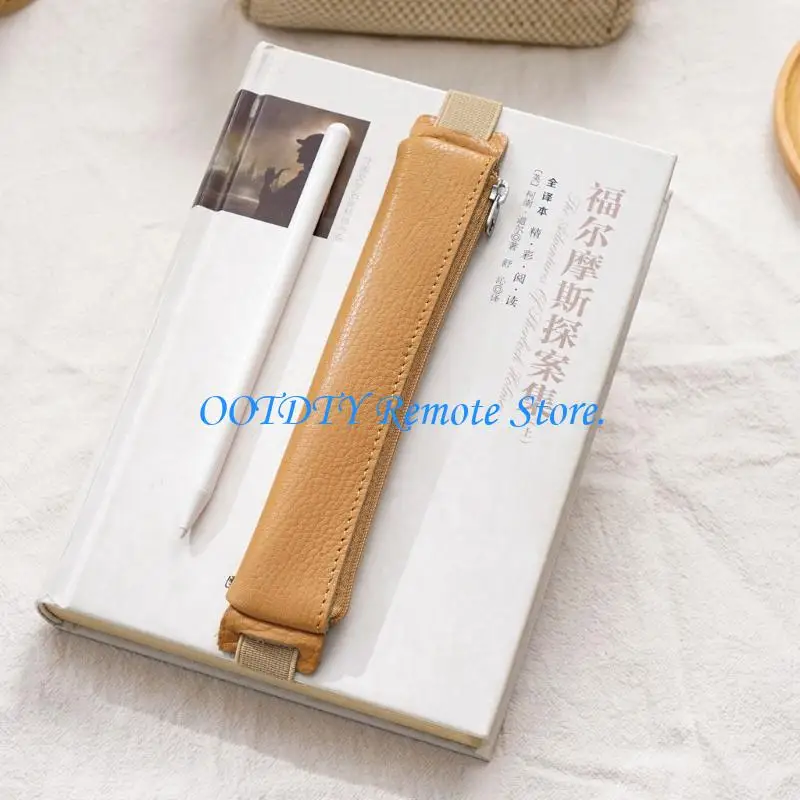 

Leather Pen Sleeve with Adjustable Elastic Band Pencil Case for Tablet