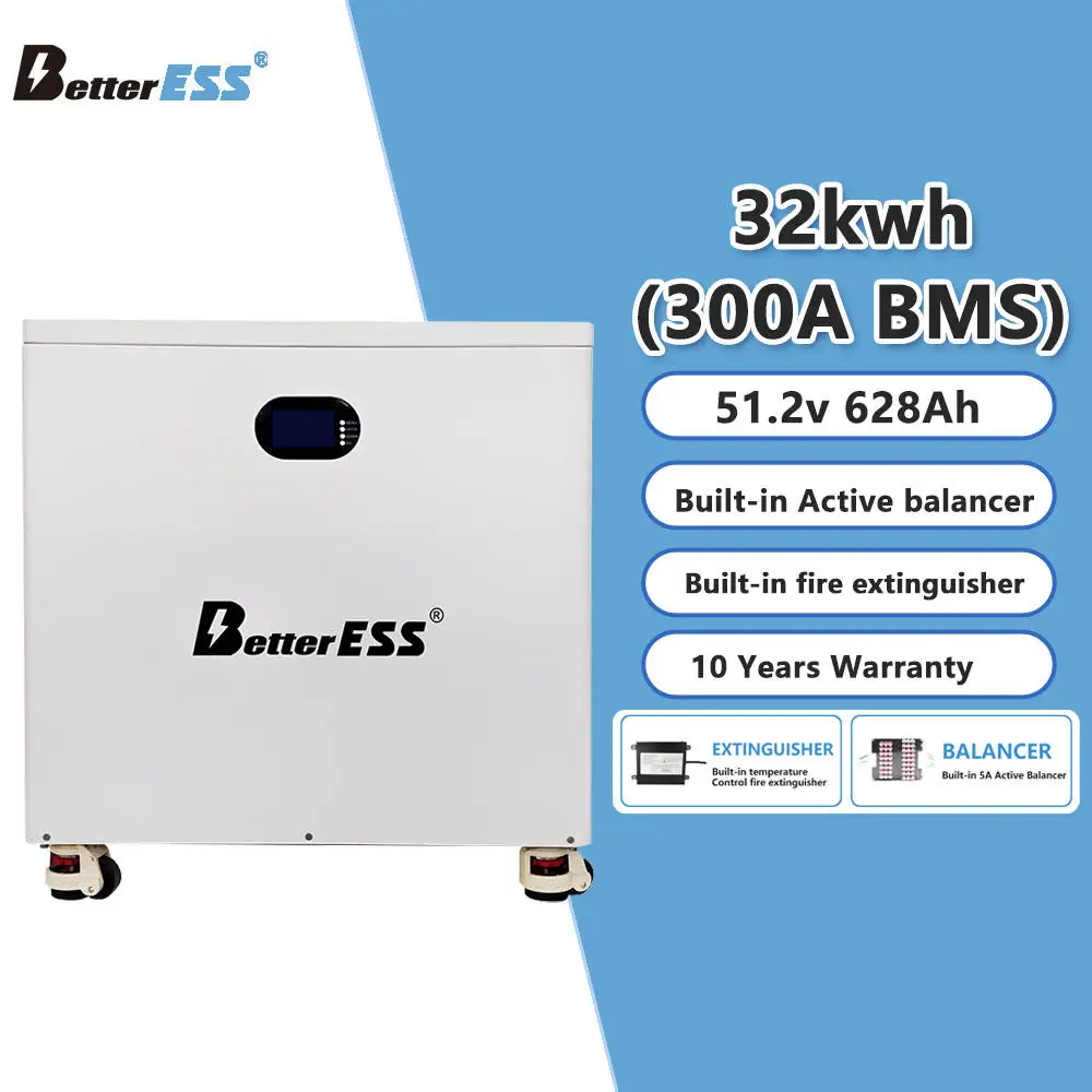 32KWH LiFePO4 Battery Pack 48V Powerwall Brand New Grade A 51.2V 600Ah/628Ah 8000 Cycles 100% Full Capacity Home Energy Storage