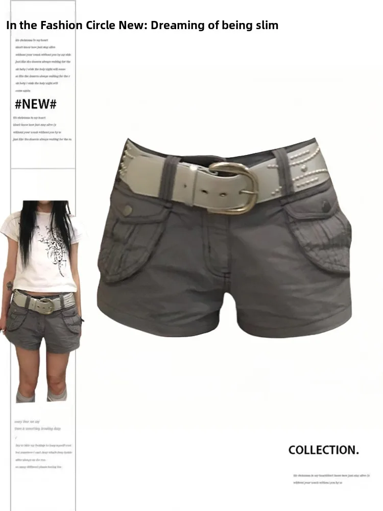 

plus Size American Retro Workwear orts Women Summer New High Waist Slimming Hot Pants Casual Wide Leg A-Line Hot Pants