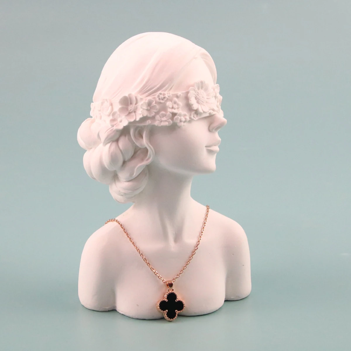 White Gypsum Human Bust Jewelry Display Stand - Artistic Decorative Organizer for Necklaces, Headbands & Accessories