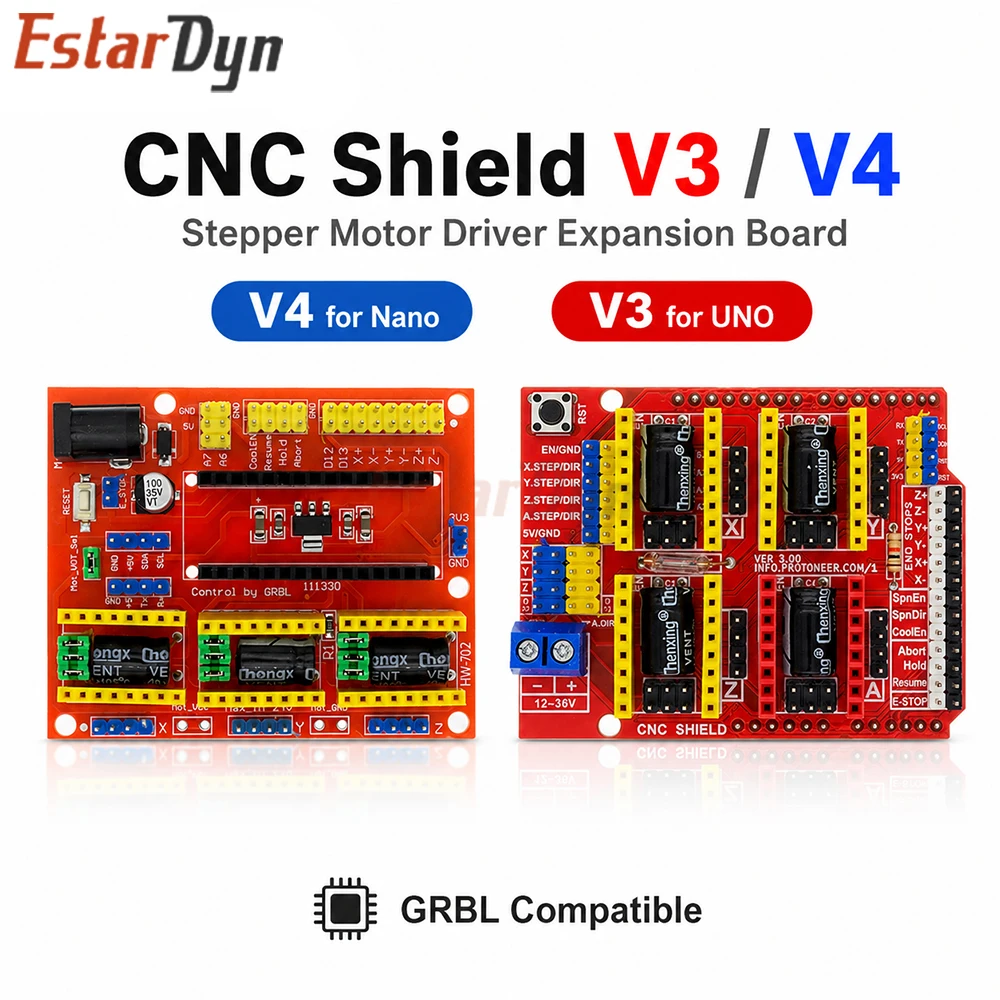 Estardyn CNC Shield V3 V4 GRBL Expansion Board A4988 Stepper Driver for 3D Printer CNC Router Engraving Machine DIY Kit