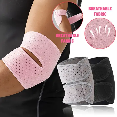 1pc Adjustable Compression Elbow Brace, Breathable Tennis Elbow Sleeve, Open Design, Double Straps Elbow Support for Tennis