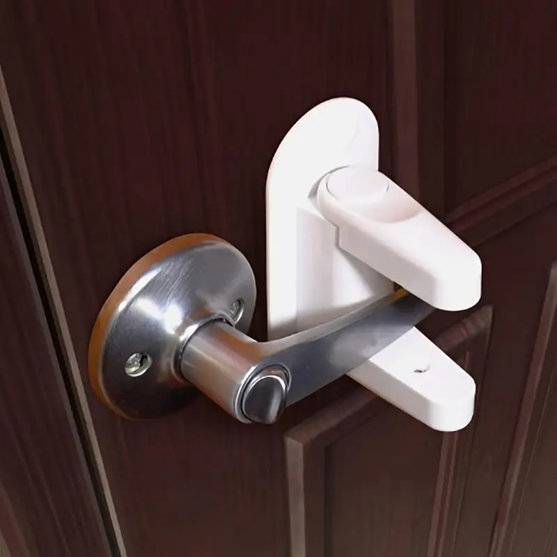 No Drilling Door Handle Safety Lock Adhesive Childproof Door Lever Lock Prevent Kids Opening Doors Home Safety Accessory