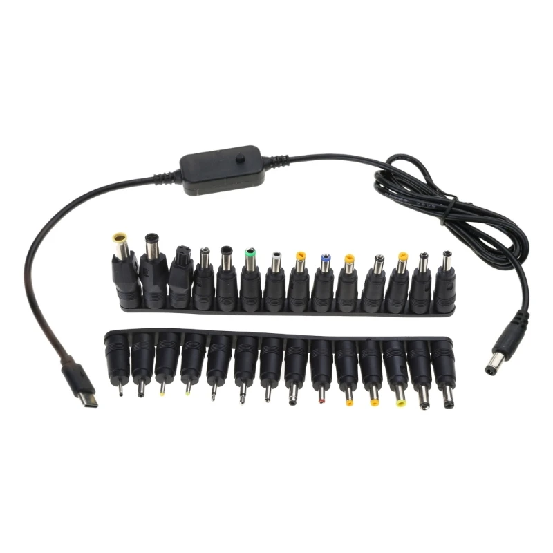 USB TypeC PD to DC5521 Power Cable 5V9V12V15V20V Adjustable with Multi Adapters