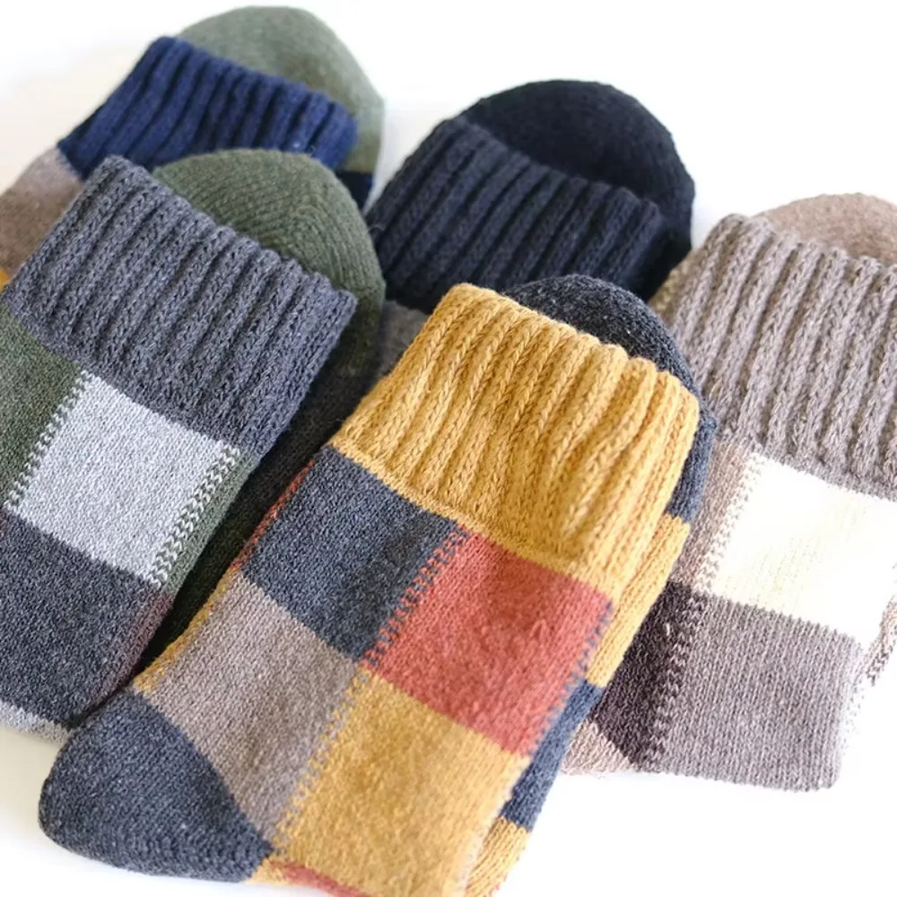 Lattice Wool Sock Men Winter Thicked Warm Plush Socks Middle Tube Socks Casual Towel Sock Male Hosiery Calcetines Mujer Носки 양말